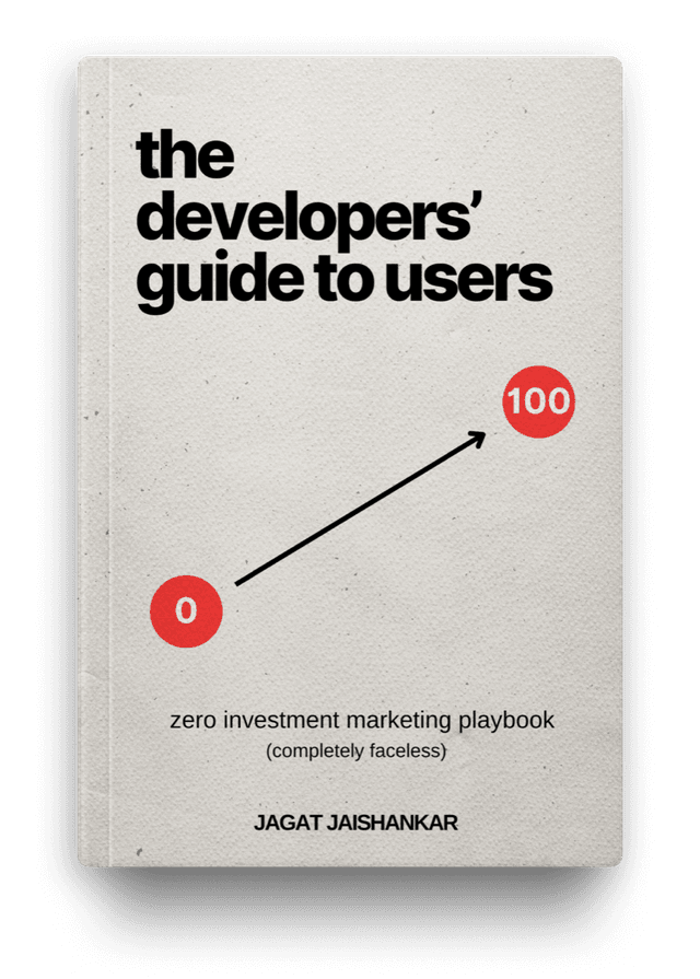 100 Users in 30 Days playbook cover - zero budget marketing guide for indie developers and SaaS founders